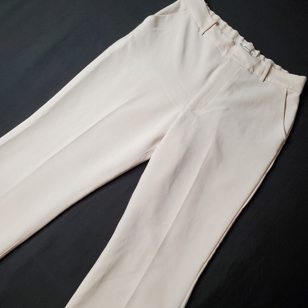 Abercrombie & Fitch Womens Size 32/14 Wide Leg High Dress Pants Flat Front Beige